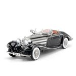 Cocoblinc 1 24 Mercedes-Benz 500K Model Car Sports Car Exclusive Alloy Metal Pull Back Die-Cast Car Diecast Metal Pullback Toy Car with Openable Doors & Light Music Toys for Kids - Black