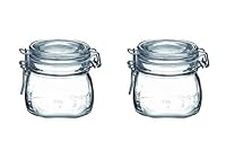 BORMIOLI ROCCO ‘Fido’ Airtight Glass Jars with Clip Lids Set of 2 (560ml) – Small Food Storage Containers/Fermenting Jars – Ideal for Storing, Pickling & Preserving – Premium Food-Grade Glass