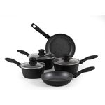 Russell Hobbs RH02814EU7 Metallic Marble Cooking Pan Set - Non-Stick 5 Piece Kitchen Cookware, 20/24cm Frying Pans, 16/18/20cm Saucepans, Tempered Glass Lids with Steam Vents, Induction Hob Suitable