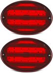 Partsam 2Pcs 8.5" Oval Led Tail Lights 40LED Red for Trailer RV Motorhome Airstream Oval Led Stop Turn Tail Lights Surface Mount Taillights Replacement Lights IP68 Submersible w/Mounting Gaskets