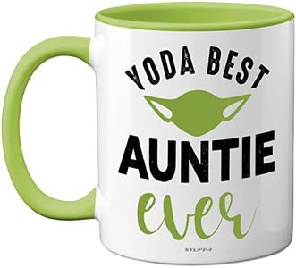 Auntie Birthday Gifts - Yoda Best Mug - Best Auntie Mugs, Happy Birthday Aunty Gift, Special Aunt Gifts for Christmas, Funny Xmas Tea Coffee Cup Cups, 11oz Ceramic Dishwasher Microwave Safe Mugs