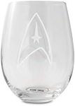 Star Trek: The Original Series Stemless Wine Glass | Ornate Starfleet Command Etched Insignia Wine Glass | Collectible Star Trek Wine Glasses | Holds 20 Ounces