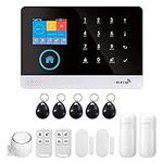 Splenssy WiFi GSM Home Alarm Security System, 2.4in LCD Wireless DIY Smart Home Burglar Security Alarm System 10 Piece Kit, Compatible with Alexa Google Home Voice Control