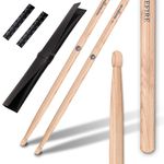 5A Drum Sticks Hickory Drumsticks Set with ANTI-SLIP Handles Drum Sticks with Non-Slip Strong Musical Instrument Accessories Hickory Drumsticks-Wood color