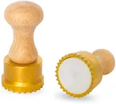 La Gondola Homemade Ravioli Stamp - Round Festooned 2.56in | Italian Pasta Making Tool for Home and Business | Brass & Natural Wood | Sturdy & Easy to Use Ravioli Stamp | Ravioli Cutter Made in Italy