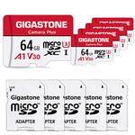 Gigastone 64GB 5-Pack Micro SD Card, Camera Plus, Nintendo-Switch Compatible, High Speed 95MB/s, 4K Video Recording, Micro SDXC UHS-I A1 Class 10