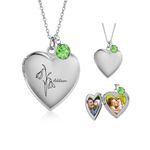 Personalized Christmas Gifts Picture Necklaces Heart Locket Necklace Customize Photo Birth Flower Name Necklace Gifts for Women Girl Daughter Her (Silver 2)