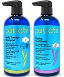 PURA D'OR Scalp Therapy Shampoo & Healing Conditioner Low Lather Set (16oz x 2) Hair Oil For Dry, Itchy Scalp - Hydrates & Nourishes Hair with Tea Tree, Argan Oil & Biotin, All Hair Types, Men Women