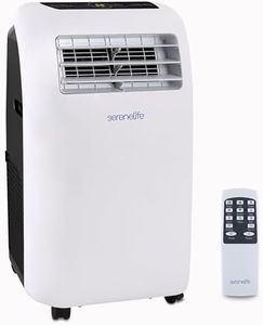 SereneLife Klimaanlage mobil 4-in-1: Luftkühler, Ventilator, Luftentfeuchter + Heizung – Tragbares Klimagerät mit Abluftschlauch, Fernbedienung & Kit für Räume bis 42 m² – Fenster-Montage 9,000 BTU