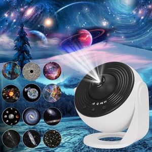 12-in-1 Planetarium Globe Projector, Space Projector, 360° Rotating Nebula Galaxy Projector with Timer, 4K HD Starry Sky Projector Light, Bedroom Dec Light, Party, Birthday Gift (Black-White)