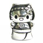 .925 Sterling Silver Kitty Cat Clear CZ Bead for European charm Bracelets Necklaces