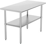 Atronor Stainless Steel Table for Prep & Work, NSF Metal Commercial Heavy Duty Table with Adjustable Under Shelf and Foot for Restaurant, Home and Hotel (24x48in)