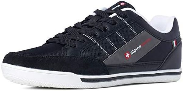 Alpine Swiss Stefan Retro Sneakers for Men | Stylish Low-Top Shoes with Suede Trim | Perfect for Casual Footwear | Fashion Sneakers | Mens Tennis Shoes Black Size 14