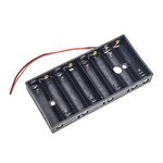 Electronic Spices Eight AA Battery Case Holder with Lead Wire DIY Battery Storage Boxes, Slots in Parallel Black Plastic Batteries Case with Pin (EIght Slot)