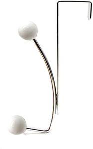 Over the Door 2 Metal Hooks Rack Chrome/White