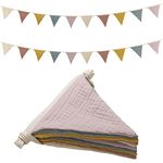 Oudain 17 ft Pennant Banner Flags, 2 Pcs Nursery Garland Triangle Bunting Flag Baby Banner for Nursery Decor Baby Birthday Boho Wedding Shower Party Event, Each 8.5 ft(Rainbow Color)