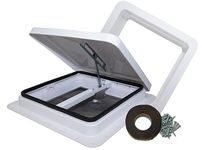 classAcustoms 81111-3GPS | 14" RV Roof Vent | 3" Garnish Ring | Non Powered | White Lid | Manual Crank | for RV's | Cargo Trailer | Camper and Motorhome (3" Garnish, Butyl Tape/Screws)