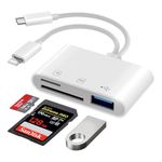 SD Card Reader for iPhone iPad, Dual Connector USB C iPhone SD Card Reader with SD/Micro SD USB 3 Slots, USB OTG Memory Card Reader, Camera Card Viewer Reader for iPhone/iPad/Android Phones/Camera