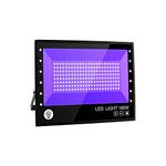 BOSITE UV LED Black Light,395nm 100W Ultraviolet Floodlight IP66 (85V-265V AC)Waterproof UV Ultraviolet Light Outdoor LED Spotlights for Party,Disco,Garden,Bar,Christmas,Fishing,Aquarium with UK Plug