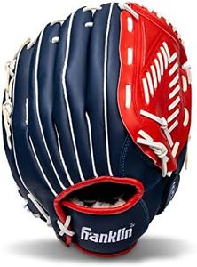 Franklin Sports Baseball and Softball Glove - Field Master - Baseball and Softball Mitt, Red, White, Blue, 13.0"