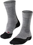 FALKE Women's TK2 Explore Hiking Socks, Mid Calf, Medium Padding, Athletic Sock, Breathable Quick Dry, Merino Wool, Grey (Light Grey 3403), 5-6, 1 Pair