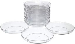 Royal Imports 9" Clear Plastic Saucer Plant Drip Tray, Low Pie Plate, Floral Flower Dish, Wedding, Party, Home and Holiday Decor, 24 Pack