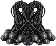 Ball Bungee Cords, 50 Packs, 4 Inch Black Tie Down Cords for Tarp, Canopy Shelter, Wall Pipe, UV Resistant