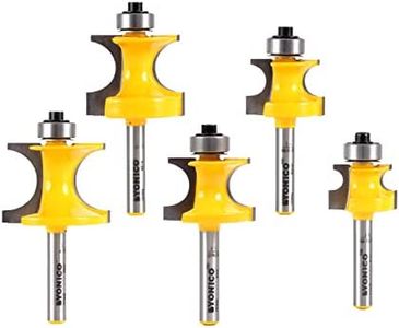 YONICO Bullnose Beading Router Bits Set 5 Bit 1/4-Inch Shank 13516q