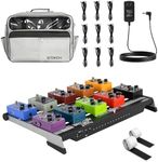 STRICH ComboFX II Guitar Pedal Board with Built-in Power Supply, 14 Outputs 9V 12V 18V, 20.87 x 14.37" Lightweight Aluminum Pedal Board 2.6LB with Pedal Cables, Carry Bag and Hook Loop Strips