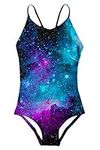 ACOCOPY Big Girls Swimming Suit Quick Dry Sleeveless Bathing Suit Novelty Galaxy Print Bikini Swimwear