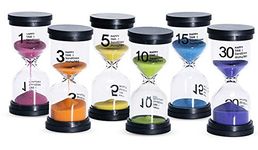 KSM UP Sand Timer 6 Colors Hourglass 1/3/5/10/15/30 Minutes Sandglass Timer Sand Clock for Kids Games Classroom Kitchen Home Office Decoration (Pack of 6)