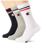 Champion Seasonal Socks C-Logo 3PP Crew Socks, Grey/White/Black (EM010), 35-38 Unisex - Adult, Grey/White/Black (EM010)