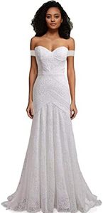 LIPOSA Women's Bohemian Wedding Dresses Sweetheart Mermaid Lace Bridal Gown (Ivory Lining-Corset Back,U12)