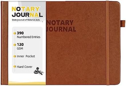 Homlive Notary Journal Log Book, Notary Book with 390 Record Entries, 10"X7" Notary Log Books Notarial Public Journal for Notarial Acts, Hardcover, 120gsm Thick Numbered Pages, Brown