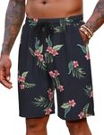 COOFANDY Men Casual Print Beach Shorts Elastic Waist Drawstring Summer Shorts with Pocket