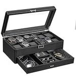 BEWISHOME 12 Watch Box with Valet D