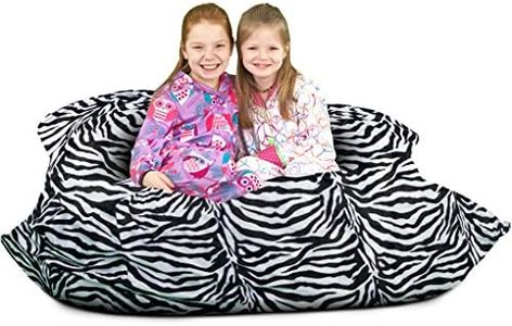 ULTIMATE SACK Bean Bag Floor Pillow, Oversize Bean Bag Pillow, Comfy Chair Bean Bag Couch Lounge Sofa Loveseat Furniture | Zebra Print Fur