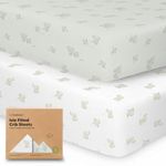 2-Pack Bamboo Viscose Crib Sheets for Boys, Girls - Fitted Crib Sheet, Organic Baby Crib Sheets Neutral,Crib Mattress Sheet, Toddler Bed Sheets,Baby Sheets for Crib,Unisex Crib Fitted Sheet (Elly)