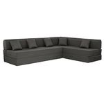 Wakefit Sofa Cum Bed | 1 Year Warranty | Sofa 3 Seater, Folding Sofa Bed, 3 Seater+Right Aligned Chaise, L Shape Sofa with 5 Cushions, Diwali Gifts - Flipper (Fabric, Omega Ash Grey)