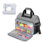 Teamoy Sewing Machine Case with Top Wide Opening, Universal Sewing Machine Bag Compatible with Most Standard Singer, Brother, Janome Machine and Accessories,Gray