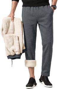 EFAN Mens Sherpa Fleece Lined Sweatpants Winter Thermal Darkgrey L