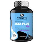 Naturyz Triple Strength ZMA Plus PM with Melatonin for Night Recovery & Muscle Strength Support Supplement with 450 mg Magnesium Aspartate, Tribulus, B6 & Black Pepper for Men - 60 Tablets