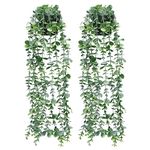 Artificial Hanging Plants,2 Pack Fake Hanging Plants with Pot,Greenery Faux Fake Ivy Decor, Fake Potted Plants for Home Indoor Outdoor Wall Patio Office Table Shelf Aesthetic Decor