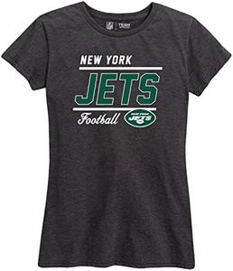 NFL Womens Plus Size Relaxed Fit T-Shirt, Gameday Apparel, Tagless Rib Neck Contour Fit Short Sleeve Tee Charcoal