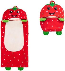 Boys Nap Buddies Strawberry Preschool Nap Mat, Toddler Sleeping Bag with Pillow for Daycare, Ages 3+