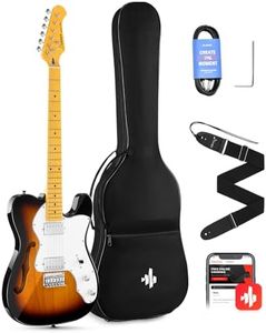 Donner 39 Inch Jazz Electric Guitar TL Thinline F Hole Beginner Full Size Hollow Guitar with H-H Pickups,Bag, Strap, Cable,Sunburst(DJC-1000S)