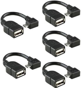 CNE35625 Micro USB Right Angle OTG to USB 2.0 Adapter, 5 Pack