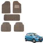 autokaar Vinyl 12 mm Anti Skid Curly Car Foot Mat - Beige Brown (Set of 5 Pieces) for Maruti Alto 800