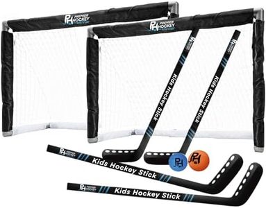 Premier Sports - Kids Hockey Set – (4) Sticks, (2) Mini Goals, (1) Foam & (1) Standard Balls – Complete Beginner Set for Ages 3-9