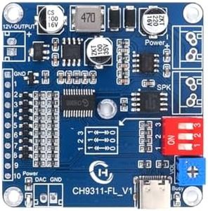 20W Sound Playback Board, 8MB Voice Module USB Downloadable MP3 Music Player DAC 12V Output Support Programmable Combination,Background IO Trigger 10-Way Amplifier Chip for Industry Broadcast Device.